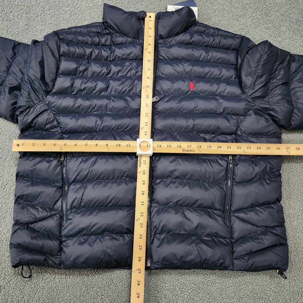 Mens Size 1XB Polo Ralph Lauren Quilted Packable Puffer Jacket Navy Red Pony - Picture 5 of 6